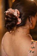 Floral Coral Scrunchie